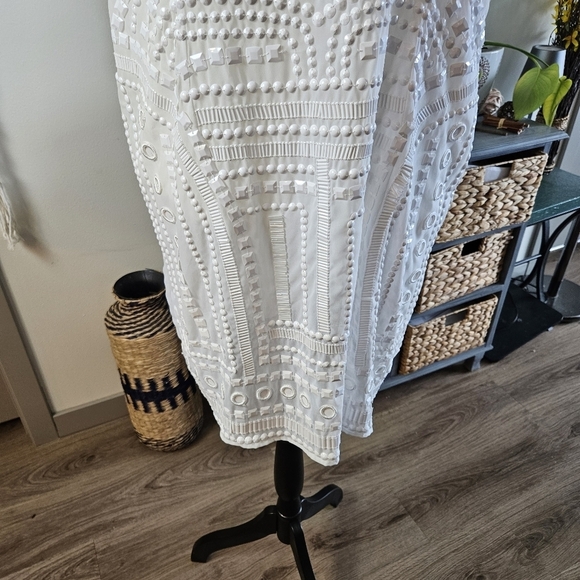 ASOS Embroidered Crystals White Dress Cutout US 14 Bohemian Party White Party - Picture 2 of 7